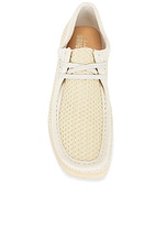 Clarks Wallabee Boot in Off White Mesh, view 4, click to view large image.