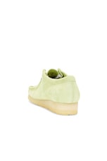 Clarks Wallabee Boot in Pale Lime Suede, view 3, click to view large image.