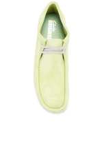 Clarks Wallabee Boot in Pale Lime Suede, view 4, click to view large image.