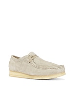 Clarks Wallabee Boot in Pale Grey Suede, view 2, click to view large image.
