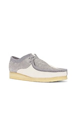Clarks Wallabee Boot in Grey & Off White, view 2, click to view large image.