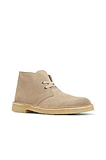 Clarks Desert Boot in San Suede in Sand Suede, view 2, click to view large image.