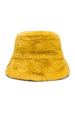Clyde Faux Fur Bucket Hat in Yellow Faux Fur | FWRD