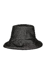 Clyde Reversible Denim Sherpa Bucket Hat in Black Denim & Black Shearling, view 2, click to view large image.