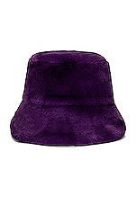 Clyde Faux Fur Bucket Hat in Purple, view 1, click to view large image.