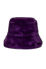 Clyde Faux Fur Bucket Hat in Purple, view 2, click to view large image.