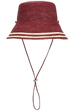 Clyde Aries Hat in Burgundy & White Stripes, view 1, click to view large image.
