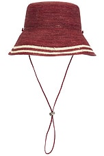 Clyde Aries Hat in Burgundy & White Stripes, view 2, click to view large image.
