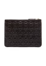 COMME des GARCONS Star Embossed Pouch in Black, view 2, click to view large image.