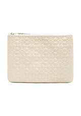 COMME des GARCONS Star Embossed Pouch in Off White, view 1, click to view large image.