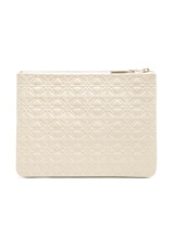 COMME des GARCONS Star Embossed Pouch in Off White, view 2, click to view large image.