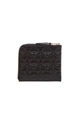 COMME des GARCONS Small Star Embossed Zip Wallet in Black, view 2, click to view large image.