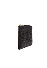 COMME des GARCONS Small Star Embossed Zip Wallet in Black, view 3, click to view large image.