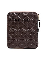 COMME des GARCONS Star Embossed Zip Fold Wallet in Brown, view 2, click to view large image.