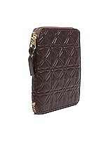 COMME des GARCONS Star Embossed Zip Fold Wallet in Brown, view 3, click to view large image.