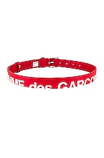 COMME des GARCONS Huge Logo Belt in Red, view 2, click to view large image.
