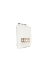 COMME des GARCONS Studded Leather Zip Wallet in White, view 3, click to view large image.