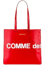 COMME des GARCONS Huge Logo Tote Bag in Red, view 1, click to view large image.