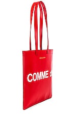 COMME des GARCONS Huge Logo Tote Bag in Red, view 3, click to view large image.