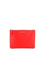 COMME des GARCONS Classic Leather Pouch in Orange, view 1, click to view large image.
