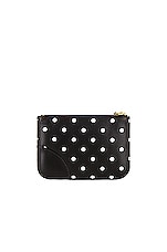 COMME des GARCONS Dots Printed Leather Zip Wallet in Black, view 2, click to view large image.