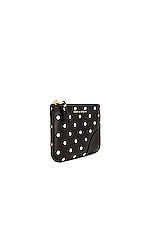 COMME des GARCONS Dots Printed Leather Zip Wallet in Black, view 3, click to view large image.