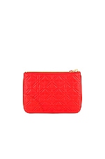 COMME des GARCONS Embossed Leather Zip Wallet in Orange, view 2, click to view large image.