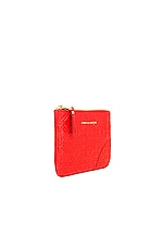 COMME des GARCONS Embossed Leather Zip Wallet in Orange, view 3, click to view large image.