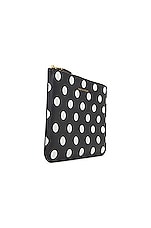 COMME des GARCONS Dots Printed Leather Pouch in Black, view 3, click to view large image.