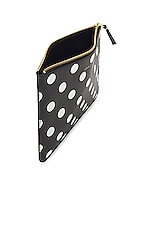 COMME des GARCONS Dots Printed Leather Pouch in Black, view 4, click to view large image.