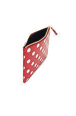 COMME des GARCONS Dots Printed Leather Pouch in Red, view 4, click to view large image.