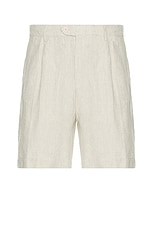 Club Monaco Pleated Linen Short in Oatmeal, view 1, click to view large image.