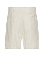 Club Monaco Pleated Linen Short in Oatmeal, view 2, click to view large image.