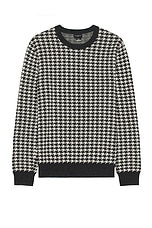 Club Monaco Wool Houndstooth Crew in Charcoal, view 1, click to view large image.