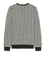 Club Monaco Wool Houndstooth Crew in Charcoal, view 2, click to view large image.