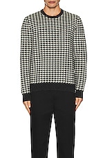 Club Monaco Wool Houndstooth Crew in Charcoal, view 3, click to view large image.