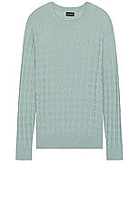 Club Monaco Merino Stretch Houndstooth Crew Sweater in Slate Grey, view 1, click to view large image.