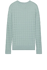 Club Monaco Merino Stretch Houndstooth Crew Sweater in Slate Grey, view 2, click to view large image.