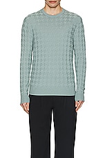 Club Monaco Merino Stretch Houndstooth Crew Sweater in Slate Grey, view 3, click to view large image.