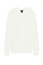 Club Monaco Large Cable Crew Sweater in Egret, view 1, click to view large image.