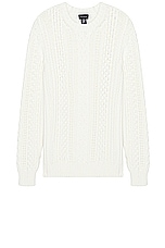 Club Monaco Large Cable Crew Sweater in Egret, view 1, click to view large image.