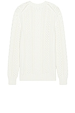 Club Monaco Large Cable Crew Sweater in Egret, view 2, click to view large image.