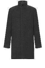 Club Monaco Test Funnel Neck Coat in Charcoal, view 1, click to view large image.