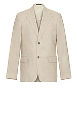 Club Monaco Tech Linen Suit Blazer in Light Khaki Mix, view 1, click to view large image.