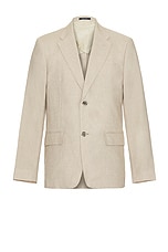 Club Monaco Tech Linen Suit Blazer in Light Khaki Mix, view 1, click to view large image.