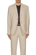 Club Monaco Tech Linen Suit Blazer in Light Khaki Mix, view 4, click to view large image.