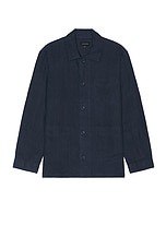 Club Monaco Linen Shirt Jacket in Navy, view 1, click to view large image.