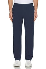 Club Monaco Elasticated Seersucker Trouser in Navy, view 3, click to view large image.