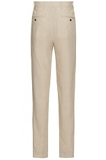 Club Monaco Tech Linen Suit Trouser in Light Khaki Mix, view 2, click to view large image.