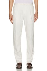 Club Monaco Pleated Trouser in Off White, view 3, click to view large image.